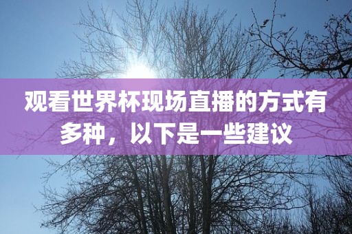 观看世界杯现场直播的方式有多种，以下是一些建议