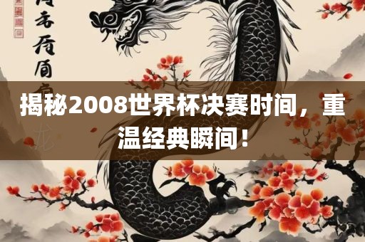 揭秘2008世界杯决赛时间，重温经典瞬间！