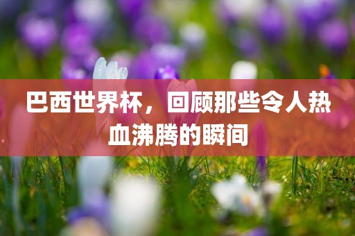 巴西世界杯，回顾那些令人热血沸腾的瞬间