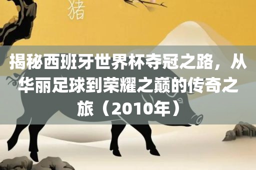揭秘西班牙世界杯夺冠之路，从华丽足球到荣耀之巅的传奇之旅（2010年）眉山市正发家政服务有限公司