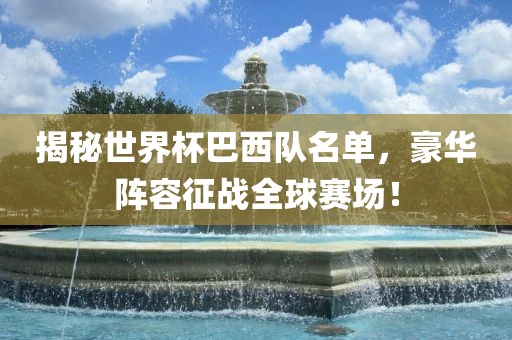 揭秘世界杯眉山市正发家政服务有限公司巴西队名单，豪华阵容征战全球赛场！