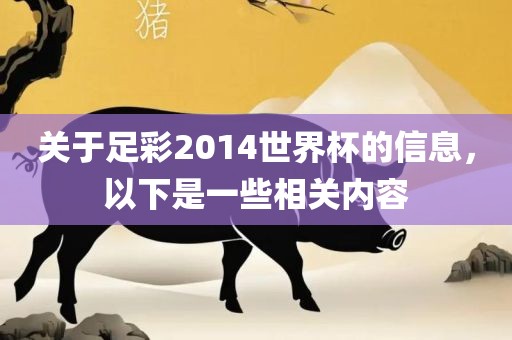 关于足彩2014世界杯的信息，以下是一些相关内容