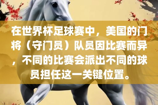 在世界杯足球赛中，美国的门将（守门员）队员因比赛而异，不同的比赛会派出不同的球员担任这一关键位置。