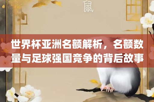世界杯亚洲名额解析，名额数量与足球强国竞争的背后故事眉山市正发家政服务有限公司