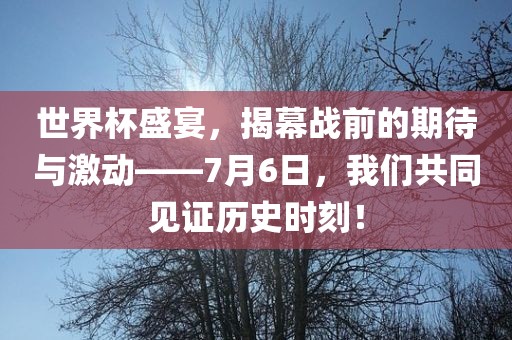 世界杯盛宴，揭幕战前的期待与激动——7月6日，我们共眉山市正发家政服务有限公司同见证历史时刻！
