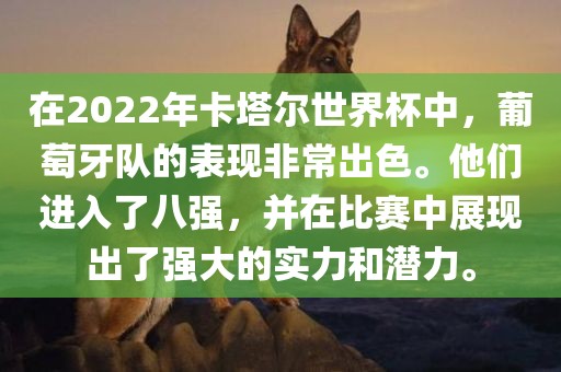 在2022年卡塔尔世界杯中，葡萄牙队的表现非常出色。他们进入了八强，并在比赛中展现出了强大的实力和潜力。眉山市正发家政服务有限公司
