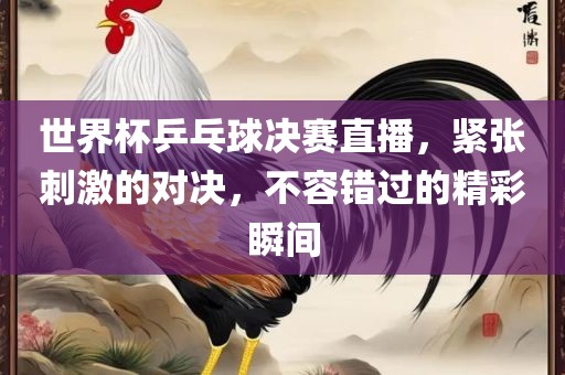 世界杯乒乓球决赛直播，紧张刺激的对决，不容错过的精彩瞬间