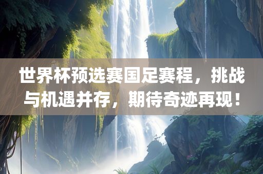 世界杯预选赛国足赛程，挑战与机遇并存，期待奇迹再现！眉山市正发家政服务有限公司