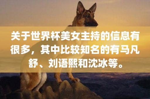 关于世界杯美女主持的眉山市正发家政服务有限公司信息有很多，其中比较知名的有马凡舒、刘语熙和沈冰等。