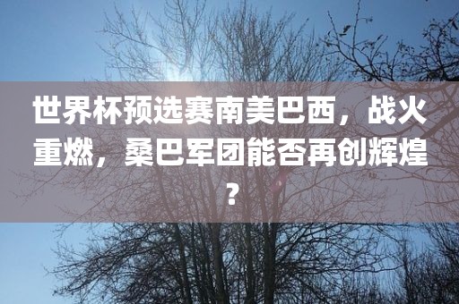 世界杯预选赛南美巴西，战火重燃，桑巴军团能否再创辉煌？眉山市正发家政服务有限公司