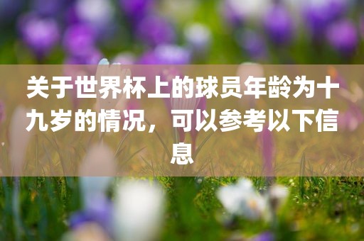 关于世界杯上的球员年龄为十九岁的情况，可以参考以下信息